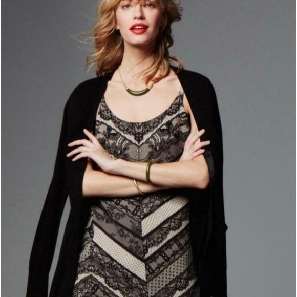 CABI Monaco Silky Lace Print Cami Tank Top #3278 Black / Cream Nude Camisole - Picture 14 of 16